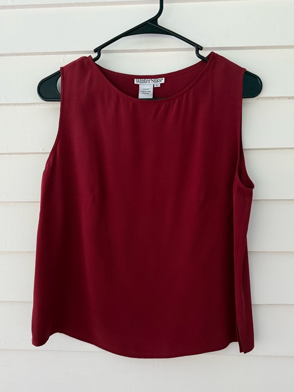 WinterSilks | 100% Silk Burgundy Sleeveless Shell Top Size Small Classic Blouse
